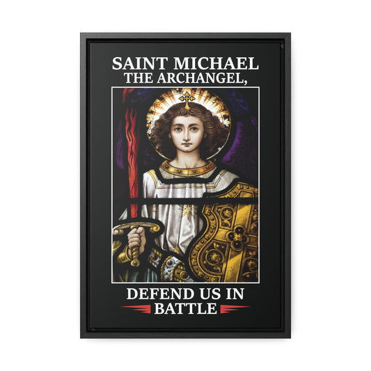 Stained Glass Saint Michael Premium Framed Canvas Wall Print