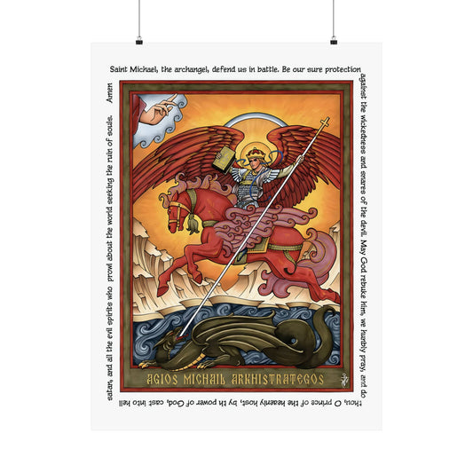 Saint Michael the Archangel Fighting the Dragon Premium Poster Print