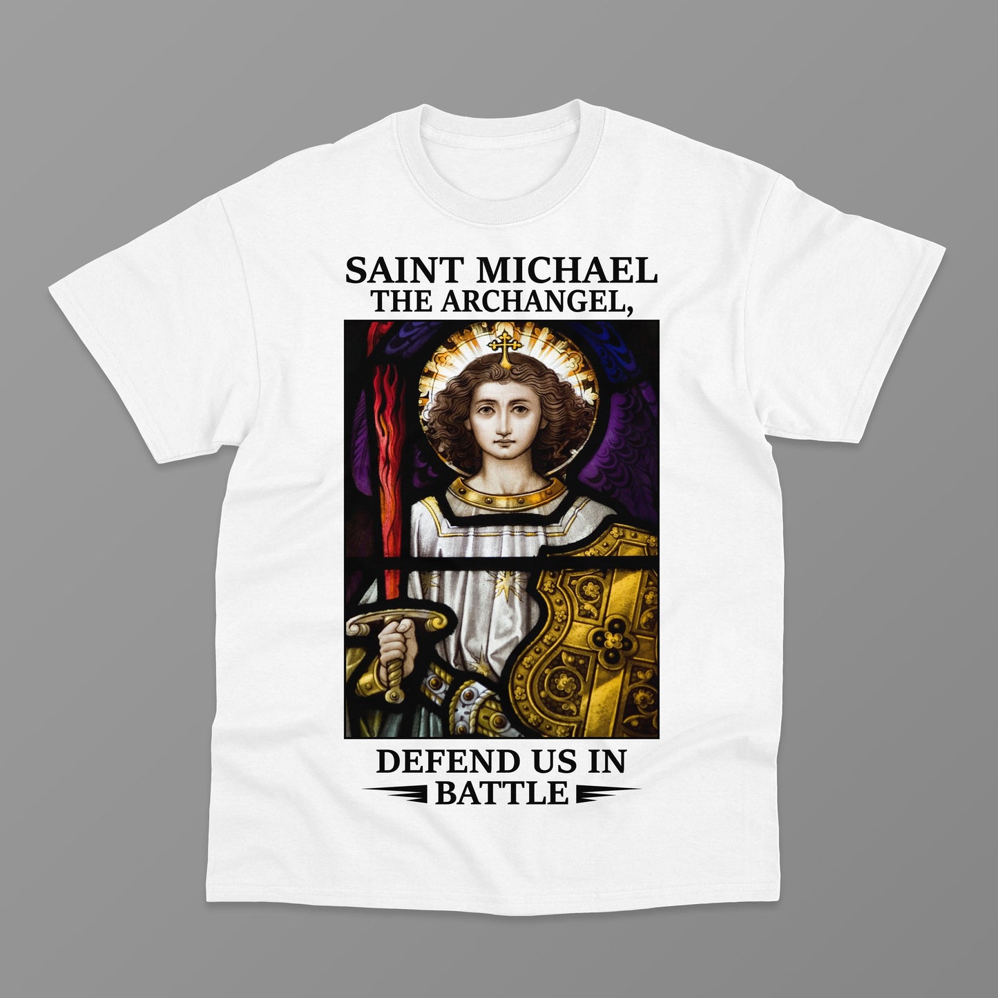 Saint Michael Stained Glass Unisex Tee